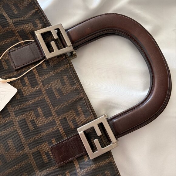 Vintage Fendi Zucca Canvas Twin Tote in Small - Picture 2 of 14